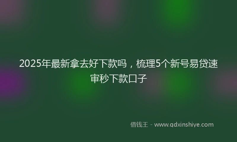 2025年最新拿去好下款吗，梳理5个新号易贷速审秒下款口子