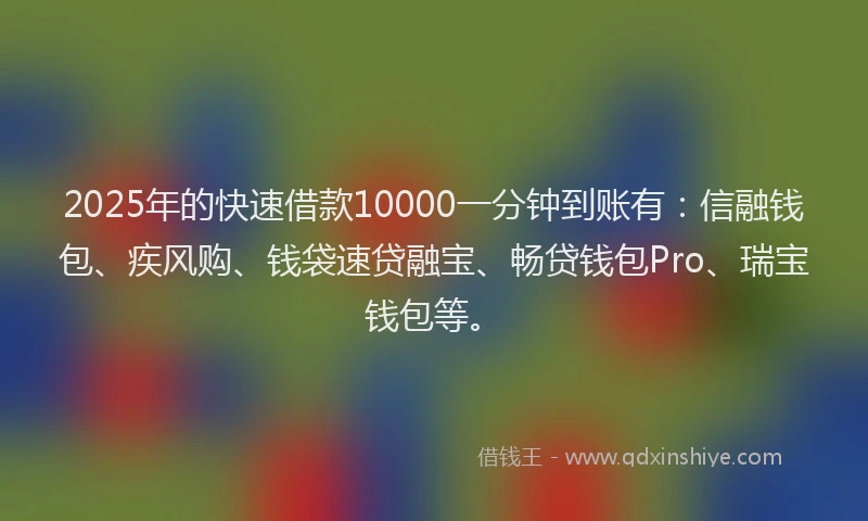 2025年的快速借款10000一分钟到账有：信融钱包、疾风购、钱袋速贷融宝、畅贷钱包Pro、瑞宝钱包等。