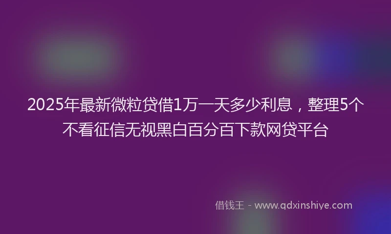 2025年最新微粒贷借1万一天多少利息，整理5个不看征信无视黑白百分百下款网贷平台