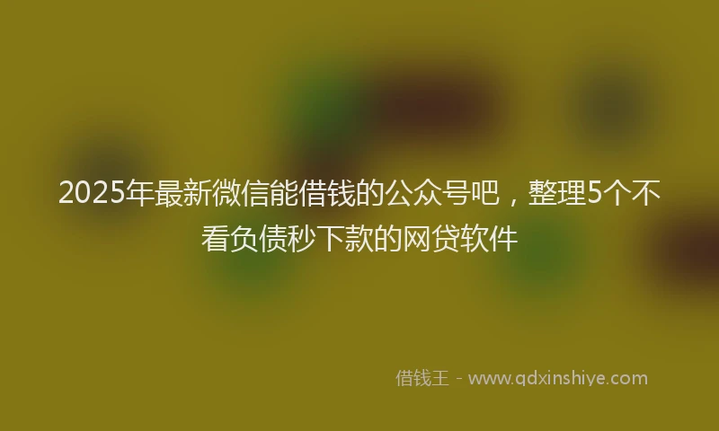 2025年最新微信能借钱的公众号吧，整理5个不看负债秒下款的网贷软件