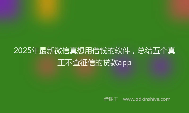 2025年最新微信真想用借钱的软件，总结五个真正不查征信的贷款app