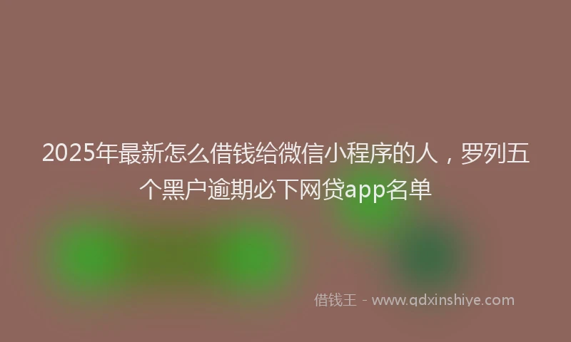 2025年最新怎么借钱给微信小程序的人，罗列五个黑户逾期必下网贷app名单