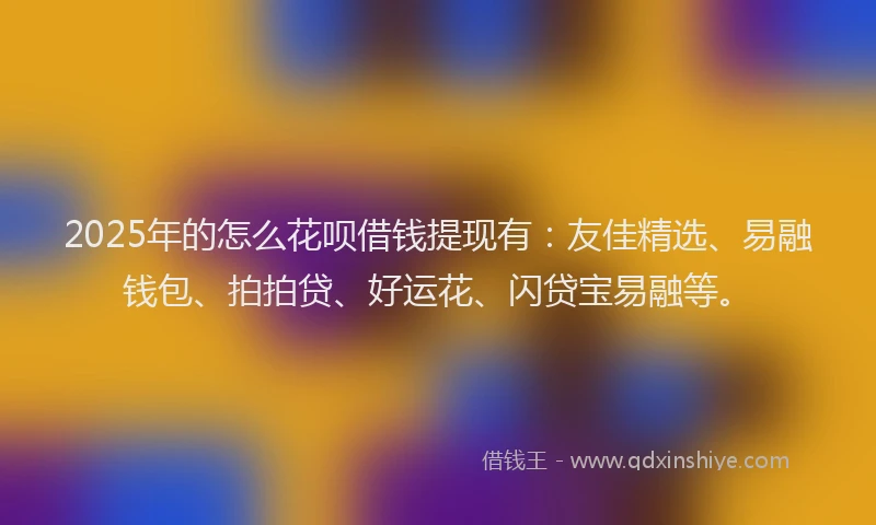 2025年的怎么花呗借钱提现有：友佳精选、易融钱包、拍拍贷、好运花、闪贷宝易融等。