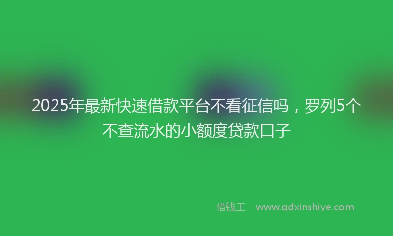 2025年最新快速借款平台不看征信吗，罗列5个不查流水的小额度贷款口子