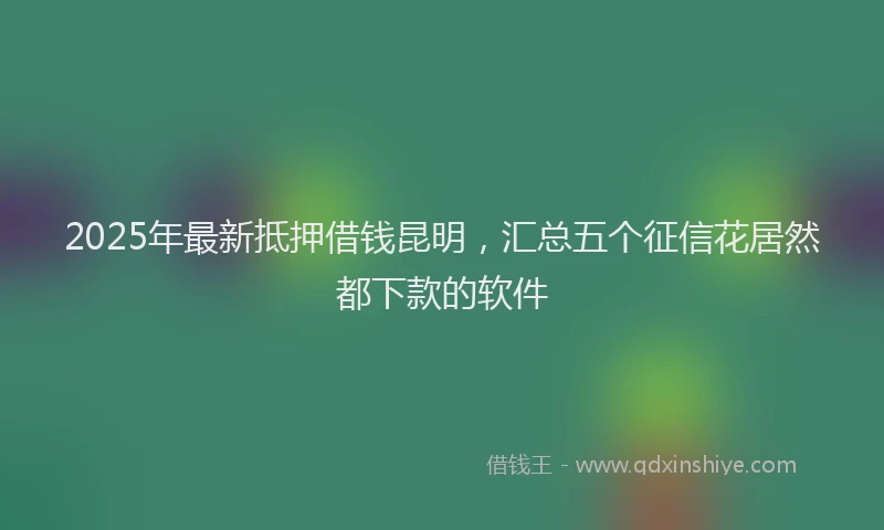2025年最新抵押借钱昆明，汇总五个征信花居然都下款的软件