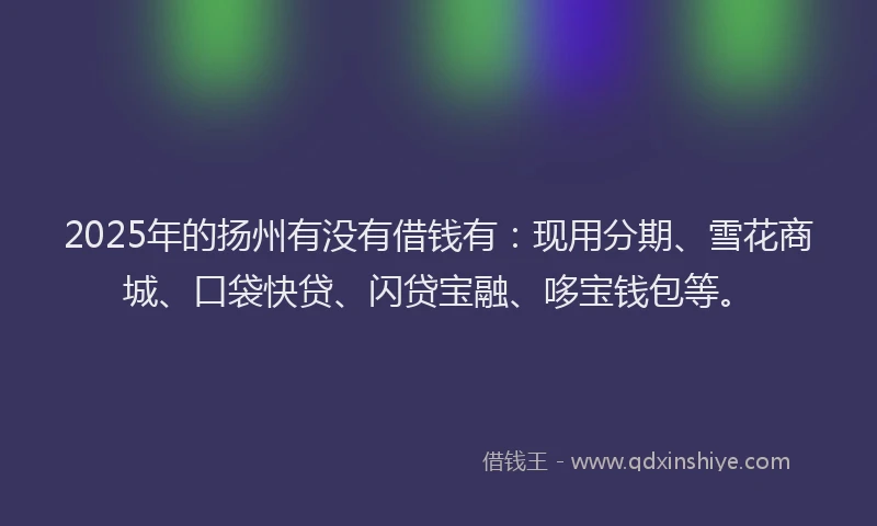 2025年的扬州有没有借钱有：现用分期、雪花商城、口袋快贷、闪贷宝融、哆宝钱包等。