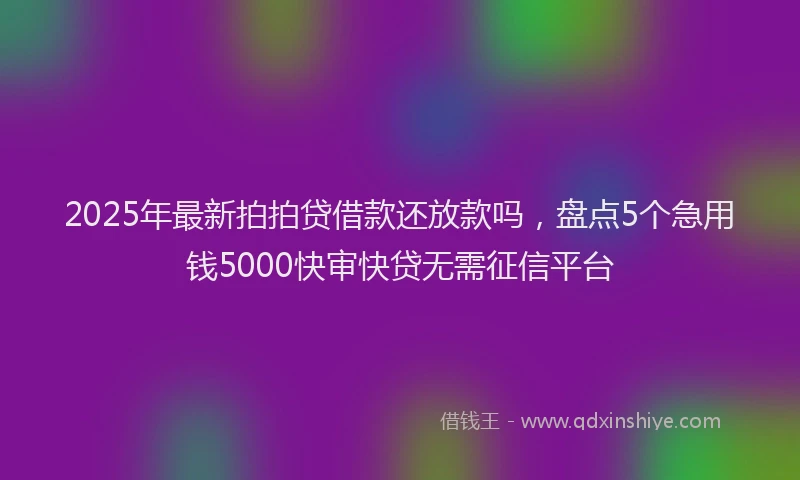 2025年最新拍拍贷借款还放款吗，盘点5个急用钱5000快审快贷无需征信平台
