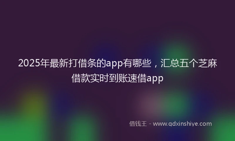 2025年最新打借条的app有哪些，汇总五个芝麻借款实时到账速借app