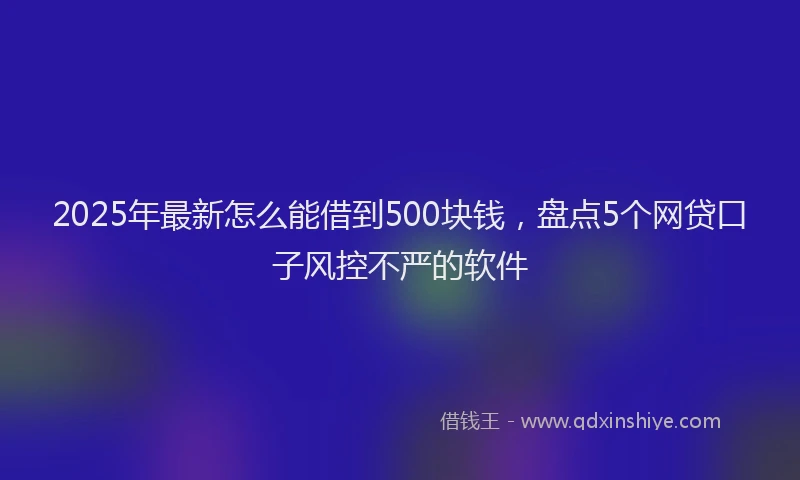 2025年最新怎么能借到500块钱，盘点5个网贷口子风控不严的软件