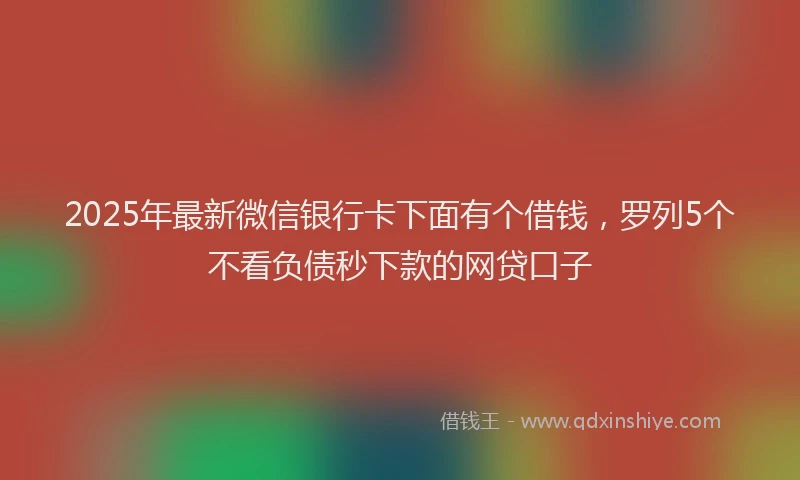 2025年最新微信银行卡下面有个借钱，罗列5个不看负债秒下款的网贷口子