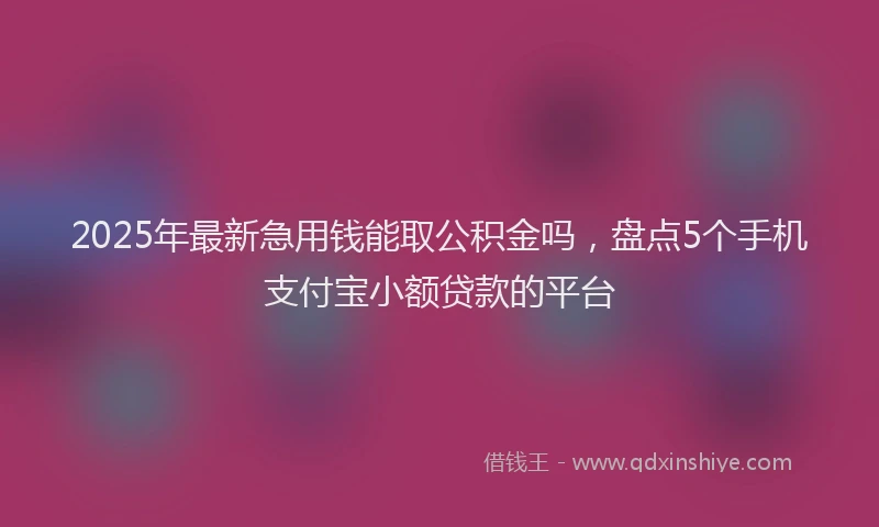 2025年最新急用钱能取公积金吗，盘点5个手机支付宝小额贷款的平台