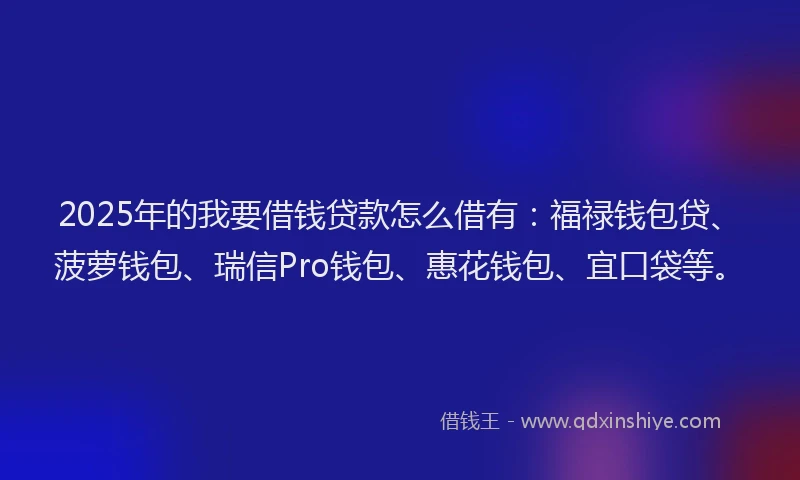 2025年的我要借钱贷款怎么借有：福禄钱包贷、菠萝钱包、瑞信Pro钱包、惠花钱包、宜口袋等。