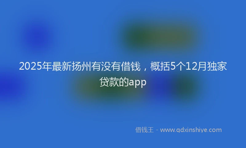 2025年最新扬州有没有借钱，概括5个12月独家贷款的app