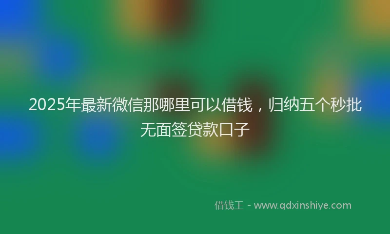 2025年最新微信那哪里可以借钱，归纳五个秒批无面签贷款口子