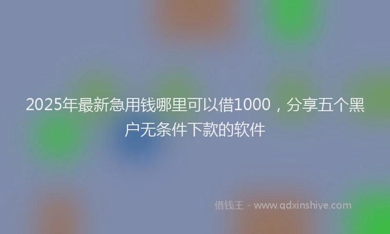 2025年最新急用钱哪里可以借1000，分享五个黑户无条件下款的软件