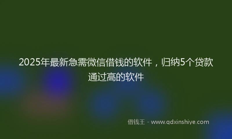 2025年最新急需微信借钱的软件，归纳5个贷款通过高的软件