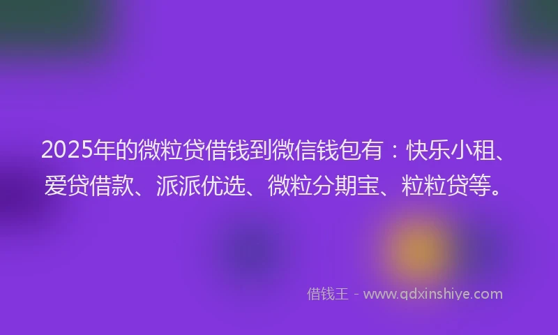 2025年的微粒贷借钱到微信钱包有：快乐小租、爱贷借款、派派优选、微粒分期宝、粒粒贷等。