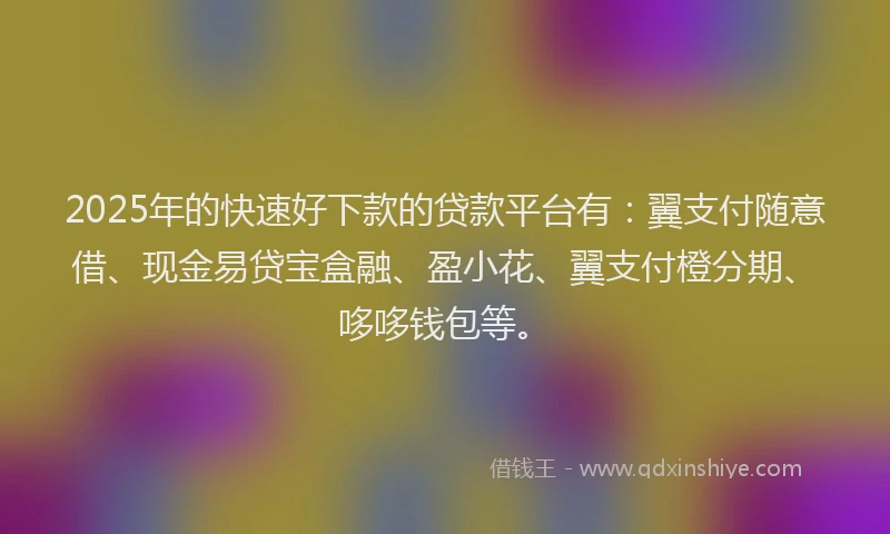 2025年的快速好下款的贷款平台有：翼支付随意借、现金易贷宝盒融、盈小花、翼支付橙分期、哆哆钱包等。