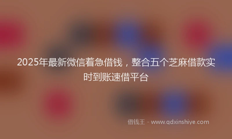 2025年最新微信着急借钱，整合五个芝麻借款实时到账速借平台