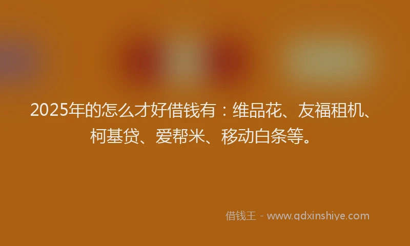 2025年的怎么才好借钱有：维品花、友福租机、柯基贷、爱帮米、移动白条等。