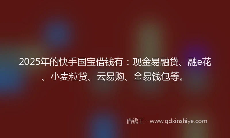 2025年的快手国宝借钱有：现金易融贷、融e花、小麦粒贷、云易购、金易钱包等。