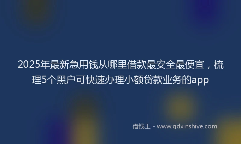 2025年最新急用钱从哪里借款最安全最便宜，梳理5个黑户可快速办理小额贷款业务的app