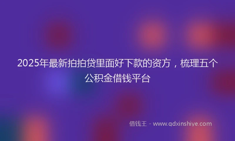 2025年最新拍拍贷里面好下款的资方，梳理五个公积金借钱平台