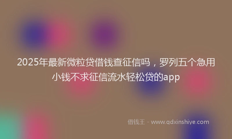 2025年最新微粒贷借钱查征信吗，罗列五个急用小钱不求征信流水轻松贷的app