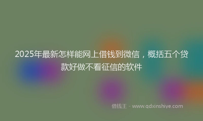 2025年最新怎样能网上借钱到微信，概括五个贷款好做不看征信的软件