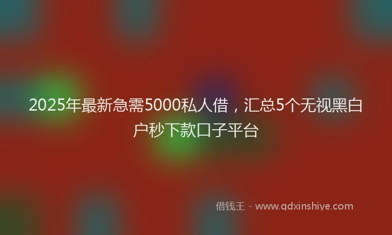 2025年最新急需5000私人借，汇总5个无视黑白户秒下款口子平台