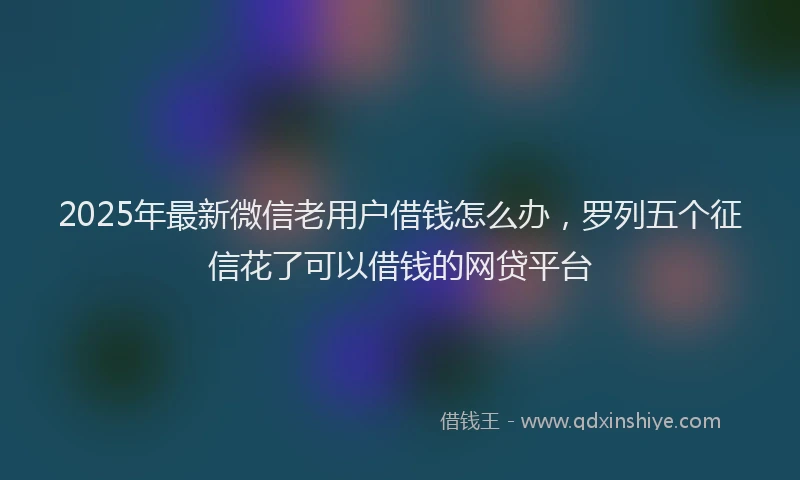 2025年最新微信老用户借钱怎么办，罗列五个征信花了可以借钱的网贷平台