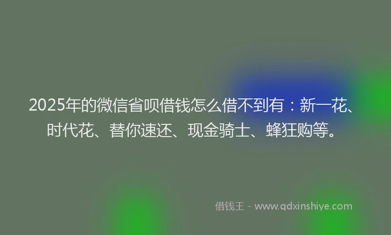 2025年的微信省呗借钱怎么借不到有：新一花、时代花、替你速还、现金骑士、蜂狂购等。