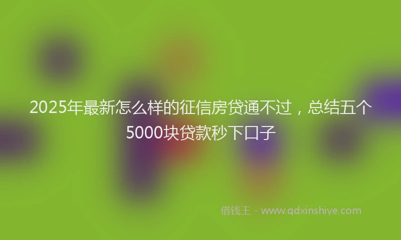 2025年最新怎么样的征信房贷通不过，总结五个5000块贷款秒下口子