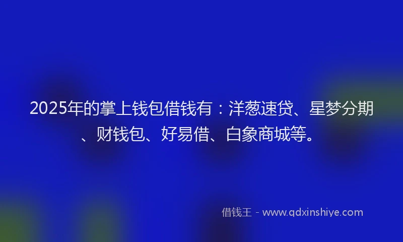 2025年的掌上钱包借钱有：洋葱速贷、星梦分期、财钱包、好易借、白象商城等。
