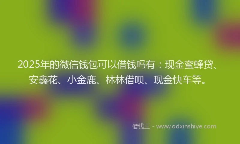 2025年的微信钱包可以借钱吗有：现金蜜蜂贷、安鑫花、小金鹿、林林借呗、现金快车等。
