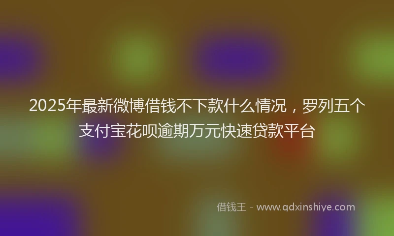 2025年最新微博借钱不下款什么情况，罗列五个支付宝花呗逾期万元快速贷款平台