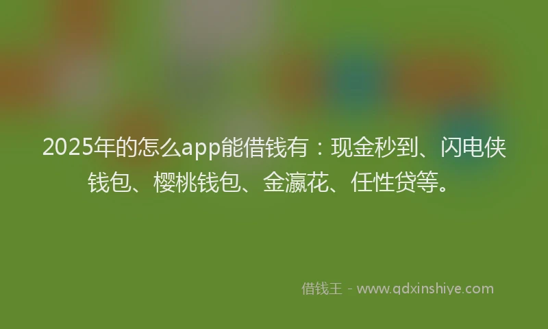 2025年的怎么app能借钱有：现金秒到、闪电侠钱包、樱桃钱包、金瀛花、任性贷等。