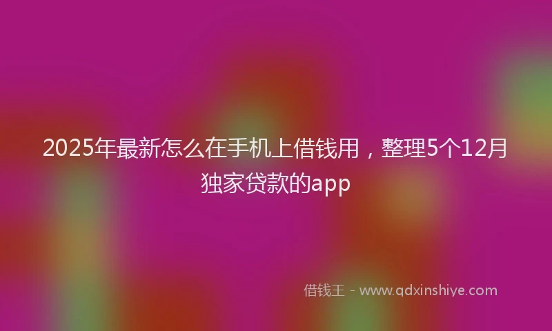 2025年最新怎么在手机上借钱用，整理5个12月独家贷款的app