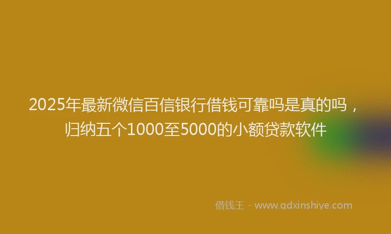 2025年最新微信百信银行借钱可靠吗是真的吗，归纳五个1000至5000的小额贷款软件