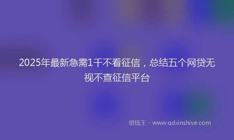 2025年最新急需1千不看征信，总结五个网贷无视不查征信平台