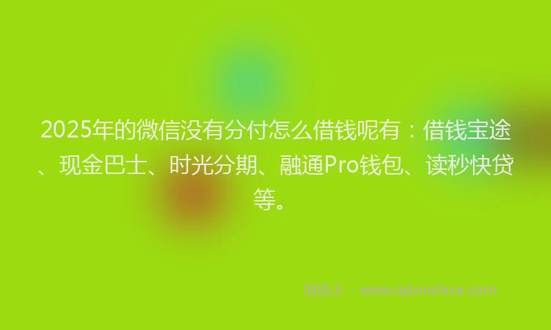 2025年的微信没有分付怎么借钱呢有：借钱宝途、现金巴士、时光分期、融通Pro钱包、读秒快贷等。