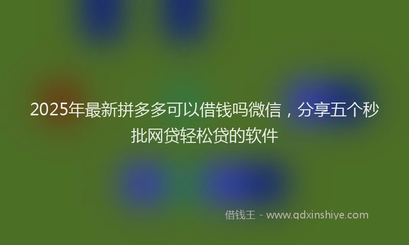 2025年最新拼多多可以借钱吗微信，分享五个秒批网贷轻松贷的软件