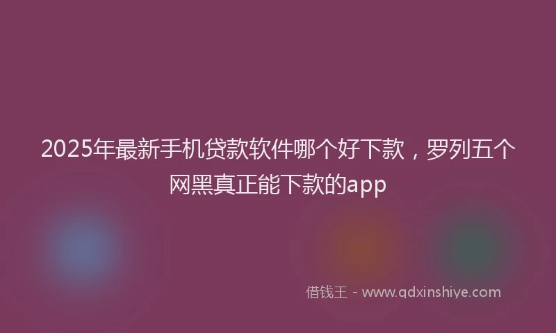 2025年最新手机贷款软件哪个好下款，罗列五个网黑真正能下款的app