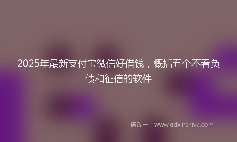 2025年最新支付宝微信好借钱，概括五个不看负债和征信的软件