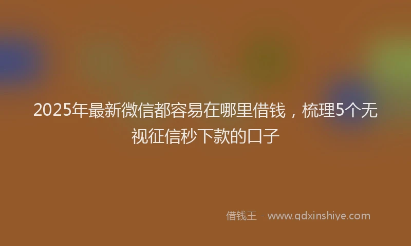 2025年最新微信都容易在哪里借钱，梳理5个无视征信秒下款的口子