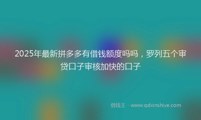 2025年最新拼多多有借钱额度吗吗，罗列五个审贷口子审核加快的口子