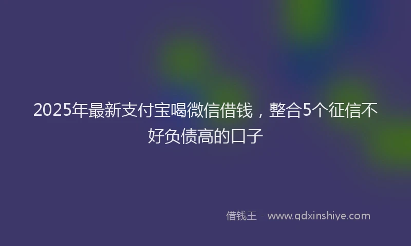 2025年最新支付宝喝微信借钱，整合5个征信不好负债高的口子