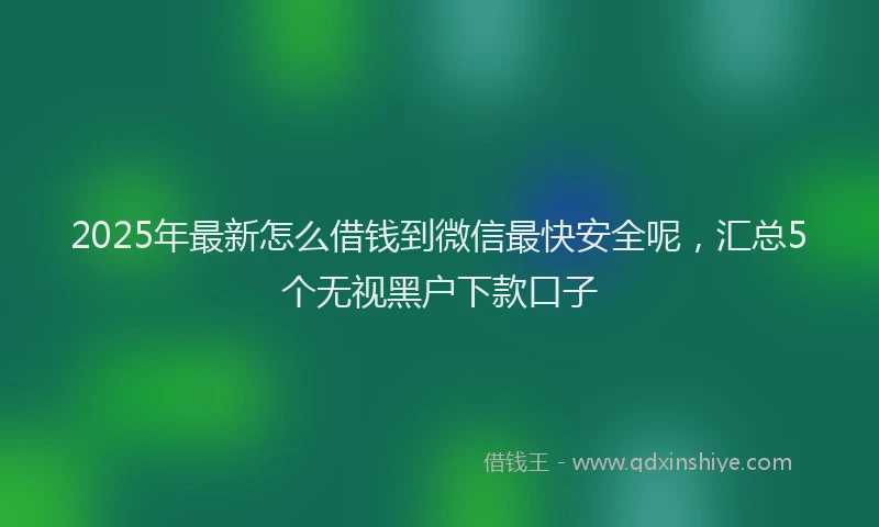 2025年最新怎么借钱到微信最快安全呢，汇总5个无视黑户下款口子
