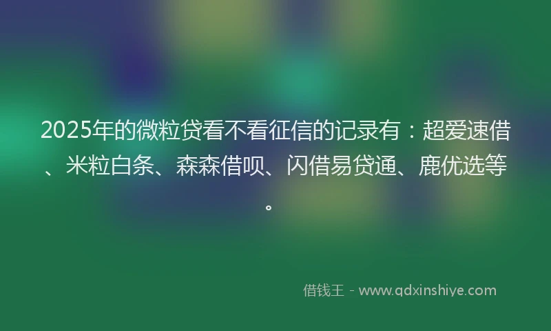 2025年的微粒贷看不看征信的记录有：超爱速借、米粒白条、森森借呗、闪借易贷通、鹿优选等。