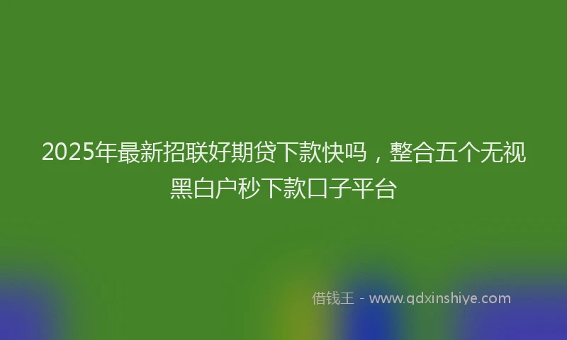 2025年最新招联好期贷下款快吗，整合五个无视黑白户秒下款口子平台